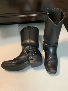 Durango Black Leather Harness Moto Boots